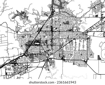 Greyscale vector city map of Fairfield California in the United States of America with with water, fields and parks, and roads on a white background.