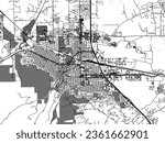 Greyscale vector city map of Helena Montana in the United States of America with with water, fields and parks, and roads on a white background.