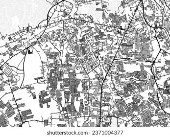 Greyscale vector city map of Imus in the Philippines with with water, fields and parks, and roads on a white background.