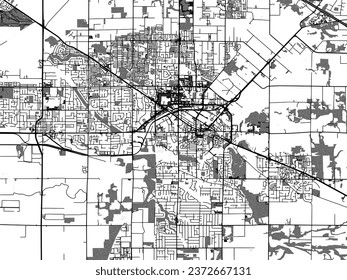 Greyscale vector city map of Langley British Columbia in Canada with with water, fields and parks, and roads on a white background.