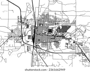 Greyscale vector city map of Laramie Wyoming in the United States of America with with water, fields and parks, and roads on a white background.