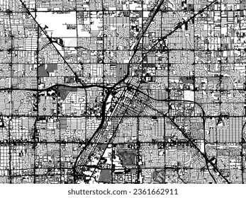 Greyscale vector city map of Las Vegas Nevada in the United States of America with with water, fields and parks, and roads on a white background.