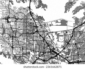Greyscale vector city map of Lewisville Texas in the United States of America with with water, fields and parks, and roads on a white background.