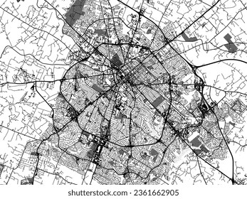 Greyscale vector city map of Lexington Kentucky in the United States of America with with water, fields and parks, and roads on a white background.