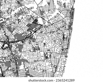 Greyscale vector city map of Long Branch New Jersey in the United States of America with with water, fields and parks, and roads on a white background.
