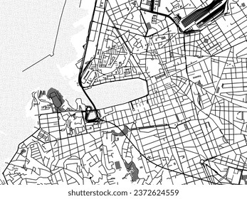 Greyscale vector city map of Marseille Centre in France with with water, fields and parks, and roads on a white background.