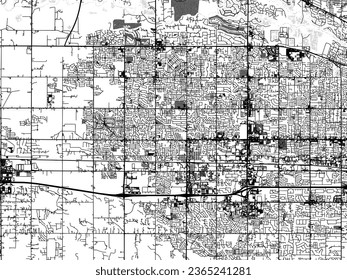 Greyscale vector city map of Meridian Idaho in the United States of America with with water, fields and parks, and roads on a white background.