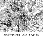 Greyscale vector city map of Winston–Salem North Carolina in the United States of America with with water, fields and parks, and roads on a white background.