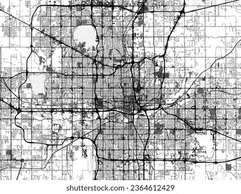 Mapa de la ciudad vectorial de escala griega de Oklahoma City Metro Oklahoma en los Estados Unidos de América con agua, campos y parques, y carreteras en un fondo blanco.
