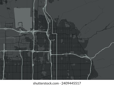 Greyscale vector city map of Salt Lake City Utah in the United States of America with with water, fields and parks, and roads on a grey background.