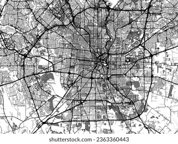 Mapa de ciudades vectoriales a escala de grises de San Antonio Texas en los Estados Unidos de América con agua, campos y parques, y carreteras en un fondo blanco.