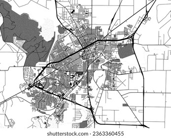 Mapa de la ciudad vectorial de escala de grises de San Angelo Texas en los Estados Unidos de América con agua, campos y parques, y carreteras en un fondo blanco.