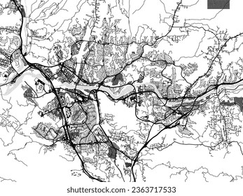 Mapa de ciudades vectoriales de escala de grises de Santa Clarita California en Estados Unidos de América con agua, campos y parques, y caminos en un fondo blanco.