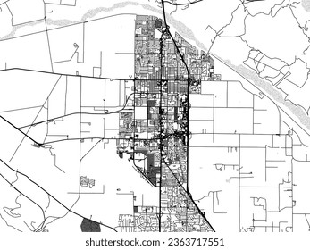 Greyscale vector city map of Santa Maria California in the United States of America with with water, fields and parks, and roads on a white background. svg