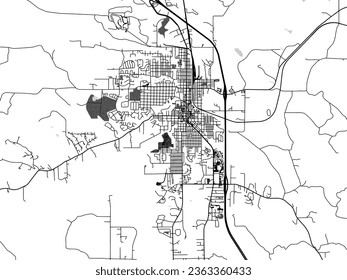 Greyscale vector city map of Sheridan Wyoming in the United States of America with with water, fields and parks, and roads on a white background.