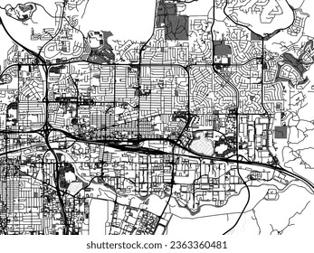 Greyscale vector city map of Sparks Nevada in the United States of America with with water, fields and parks, and roads on a white background.