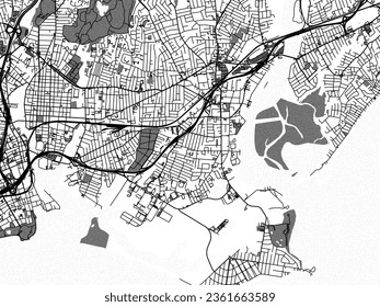 Greyscale vector city map of Stratford Connecticut in the United States of America with with water, fields and parks, and roads on a white background.