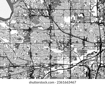 Mapa de la ciudad vectorial de escala de grises de Westminster Colorado en los Estados Unidos de América con agua, campos y parques, y carreteras en un fondo blanco.
