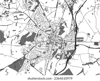 Mapa vectorial de la ciudad de Winchester en el Reino Unido con agua, campos y parques, y caminos en un fondo blanco.