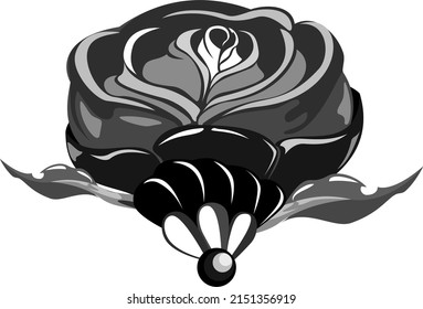 Icono vectorial de escala de grises de la flor rosa