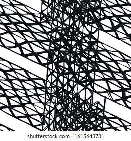Greyscale Vector seamless check pattern. Allover pattern. Ink grunge grid. Hand drawn seamless check pattern. Graphic background with ethnic tartan. Seamless check pattern background.