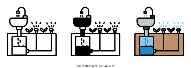 Greywater System is reusing gently used water from sinks or showers for irrigation or toilet flushing.