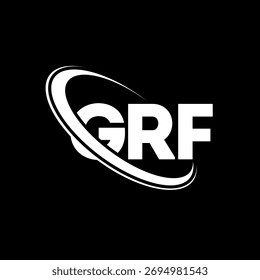 Logotipo de GRF. Carta GRF. Diseño de logotipo de letra GRF. Logotipo de GRF inicial vinculado con el círculo y el logotipo del monograma en mayúsculas. Tipografía GRF para tecnología, negocio y marca inmobiliaria.