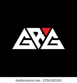 GRG triangle letter logo design with triangle shape. GRG triangle logo design monogram. GRG triangle vector logo template with red color. GRG triangular logo Simple, Elegant, and Luxurious design.