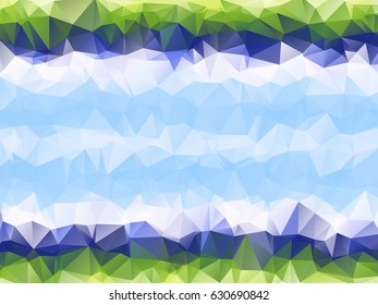 Grid abstract mosaic background with polygons, triangles. Blue, green and white color geometric pattern, tile backdrop template. Geometric graphic design cover, vector low poly banner, background.