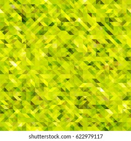 Grid abstract mosaic background with repeating polygons, triangles. Green and lime color geometric pattern, tile backdrop template. Spring or summer design, square shape vector banner, background.