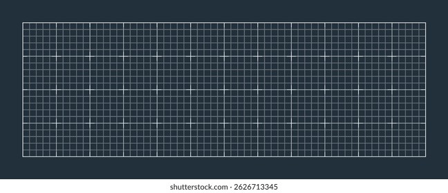 Grid background in blueprint style on graph paper. Line pattern designed for sketches, diagrams, and scale-based illustrations. Vector black and white illustration