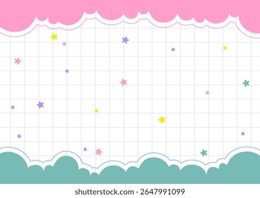 grid background with clouds and stars