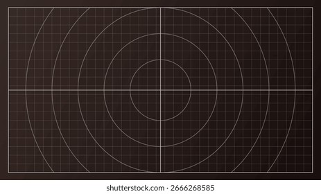 Grid background with line blueprint, black vector tech interface. Grid background with circular measure lines for hud, dashboard or virtual engineer display.
