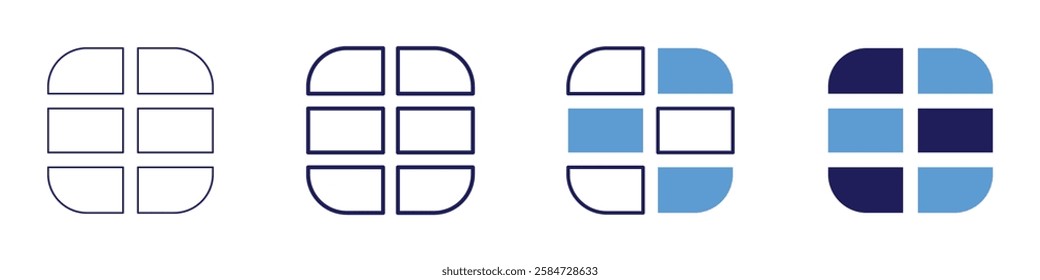 Grid balancing icon in 4 different styles. Thin Line, Line, Bold Line, Duotone. Duotone style. Editable stroke.