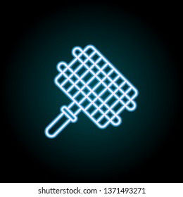 a grid for a barbecue neon icon. Elements of Camping set. Simple icon for websites, web design, mobile app, info graphics on dark gradient background