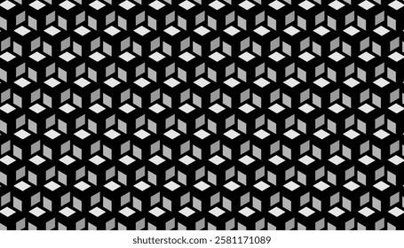 Grid based design geometric shapes seamless pattern black and gray combination for background, wallpaper and design