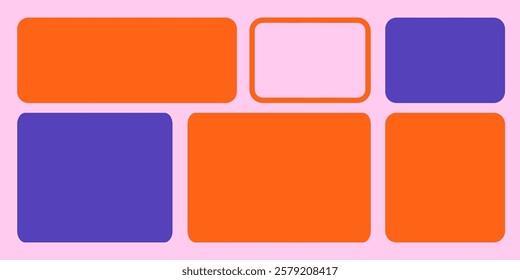 Grid Bento ui layout. UI y2k geometric grid. Bento template simple geometric mosaic. Vector illustration