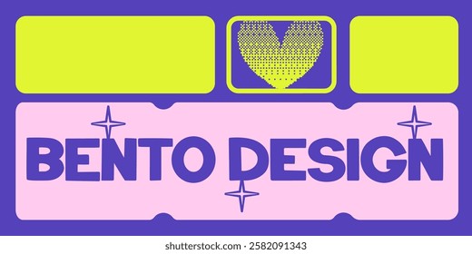 Grid Bento ui layout. UI y2k geometric grid. Bento template simple geometric mosaic. Vector illustration