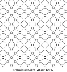 Grid of big and small rings. Contour drawing isolated on a white background. Seamless pattern, geometric shapes. Grid, template for design. Background for paper, cover, textile, dishes, interior decor