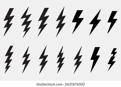 grid of black lightning bolt icons in two rows on light gray background
