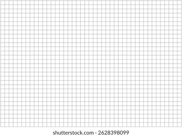 Grid black texture on white background. Wide squared black grid paper. Mathematics pattern. Notebook sheets blank. School and education backdrop. Template for typography to make notebooks production.