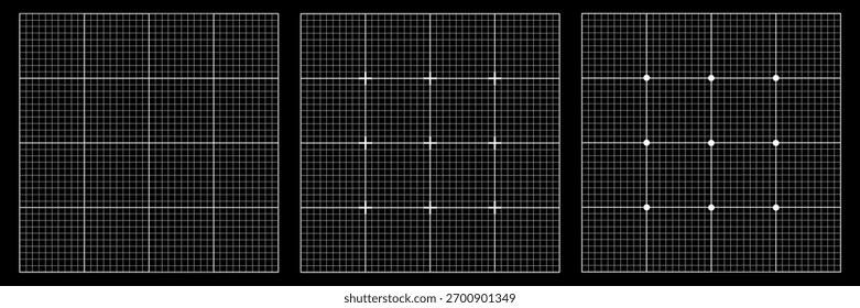 Fondo de la rejilla del plan Conjunto cuadrado de papel negro. Patrón de gráfico de textura de gráfico de punto técnico