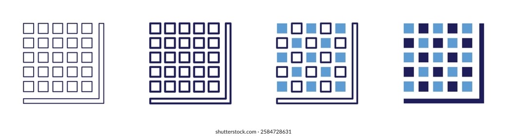 Grid capacity icon in 4 different styles. Thin Line, Line, Bold Line, Duotone. Duotone style. Editable stroke.