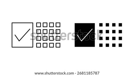 Grid with checkmark icon, Glyph And Outline style Icon
