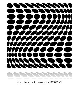 Grid of circles with distortion, deformation effect.