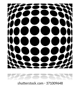 Grid of circles with distortion, deformation effect.