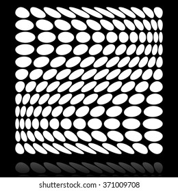 Grid of circles with distortion, deformation effect.