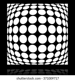 Grid of circles with distortion, deformation effect.