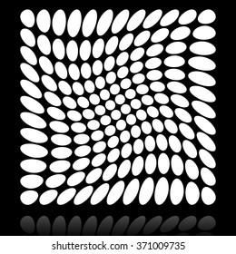 Grid of circles with distortion, deformation effect.