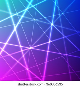 Grid of colorful laser rays. Vector background